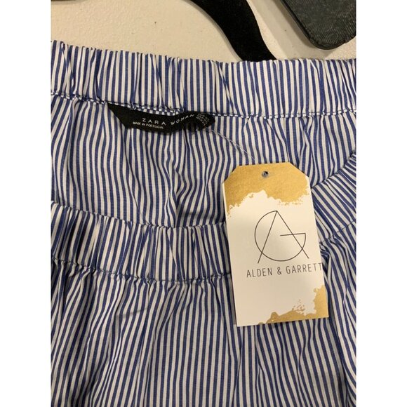 Zara Woman Blue & White Striped Off-The-Shoulder Top, Size XS - Picture 5 of 5